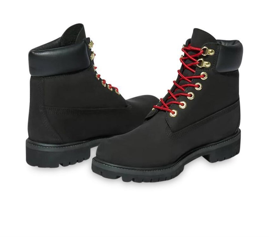 Timberland Suomi Miesten Premium 6 Tuuman Luxe Boot Musta Nubuck W Red